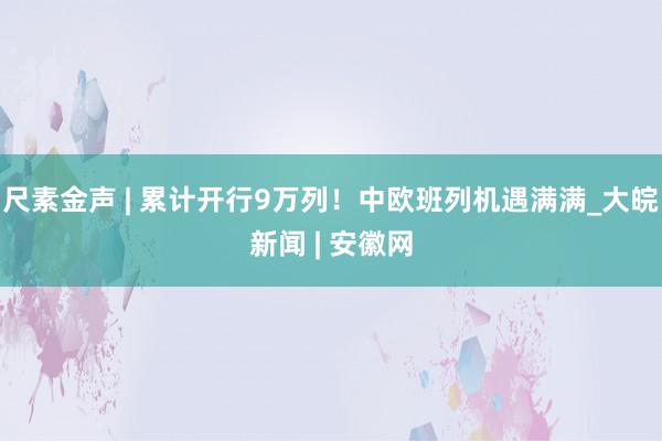 尺素金声 | 累计开行9万列！中欧班列机遇满满_大皖新闻 | 安徽网