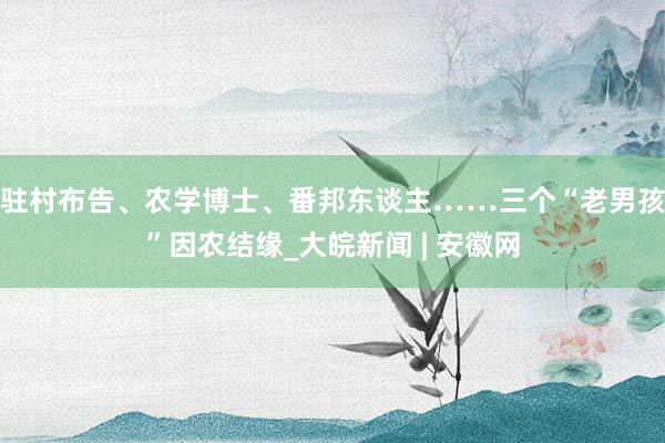 驻村布告、农学博士、番邦东谈主……三个“老男孩”因农结缘_大皖新闻 | 安徽网