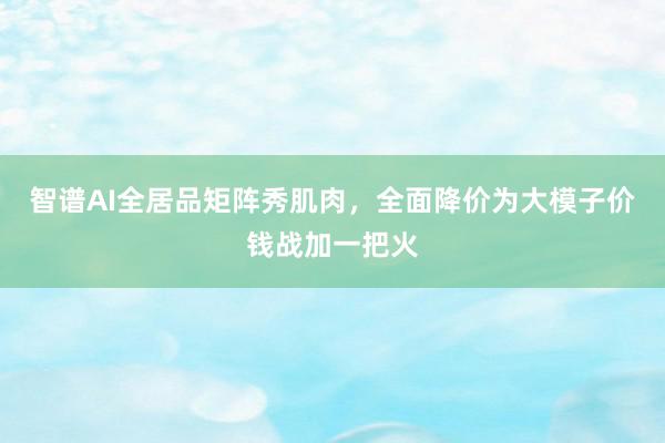 智谱AI全居品矩阵秀肌肉，全面降价为大模子价钱战加一把火