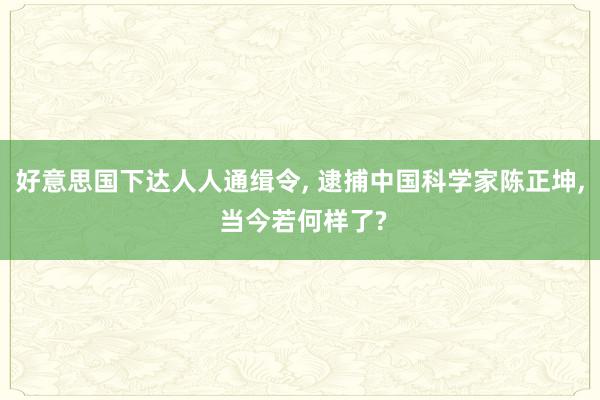 好意思国下达人人通缉令, 逮捕中国科学家陈正坤, 当今若何样了?