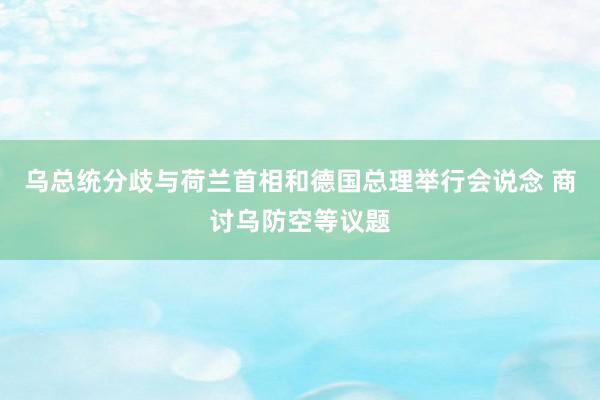 乌总统分歧与荷兰首相和德国总理举行会说念 商讨乌防空等议题