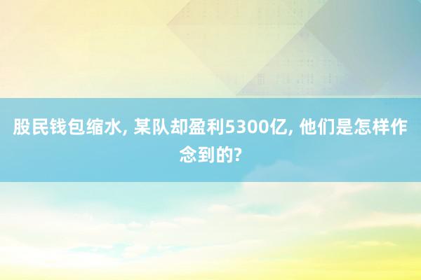 股民钱包缩水, 某队却盈利5300亿, 他们是怎样作念到的?