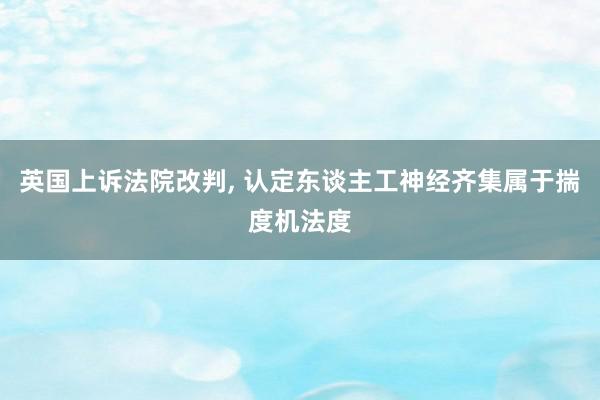 英国上诉法院改判, 认定东谈主工神经齐集属于揣度机法度