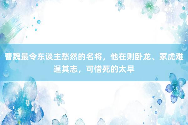 曹魏最令东谈主愁然的名将，他在则卧龙、冢虎难逞其志，可惜死的太早