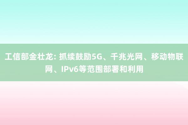 工信部金壮龙: 抓续鼓励5G、千兆光网、移动物联网、IPv6等范围部署和利用