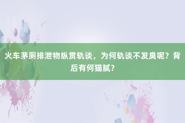 火车茅厕排泄物纵贯轨谈，为何轨谈不发臭呢？背后有何猫腻？