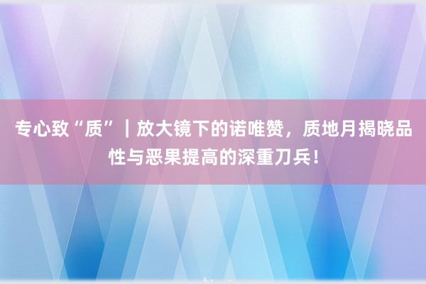 专心致“质”｜放大镜下的诺唯赞，质地月揭晓品性与恶果提高的深重刀兵！