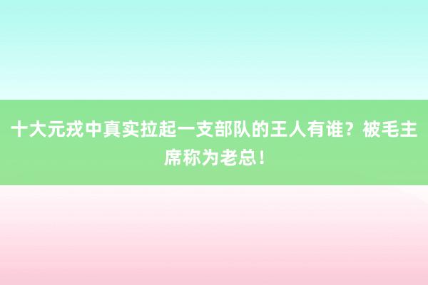 十大元戎中真实拉起一支部队的王人有谁？被毛主席称为老总！